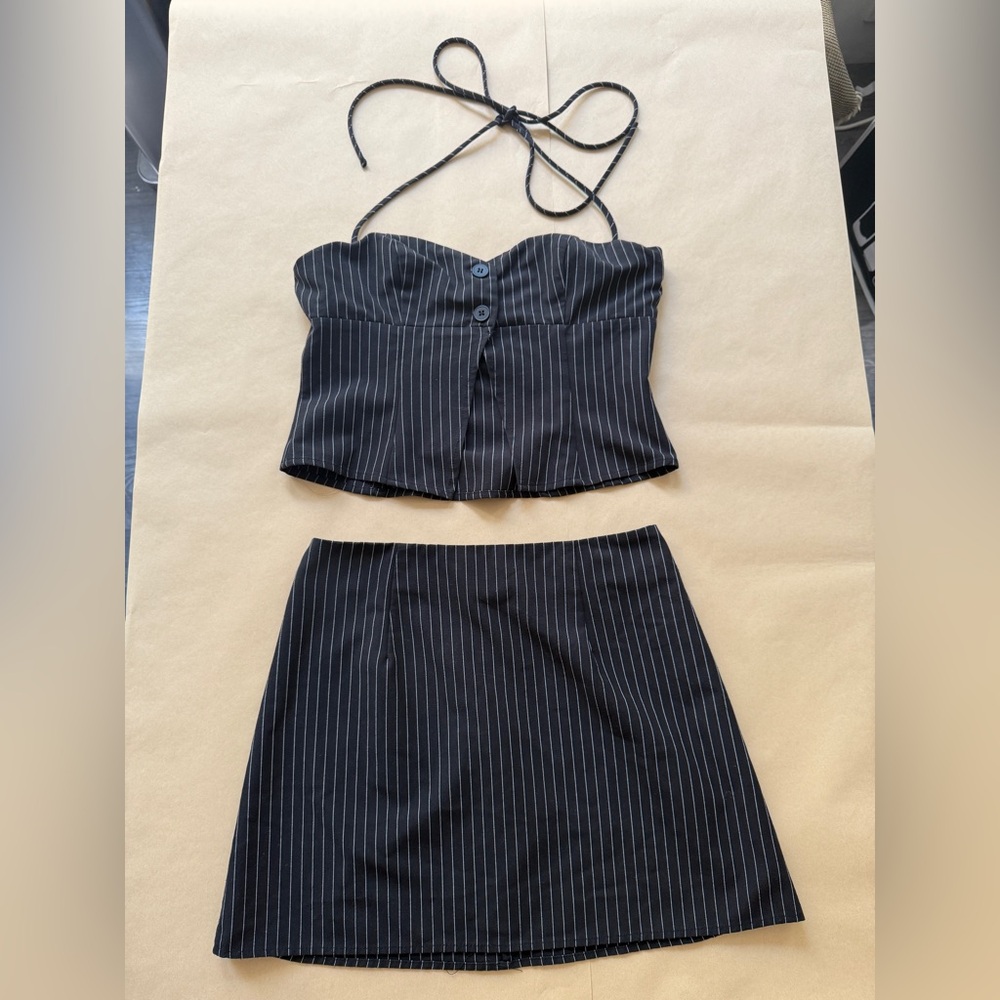 Black Pinstripe Matching Set